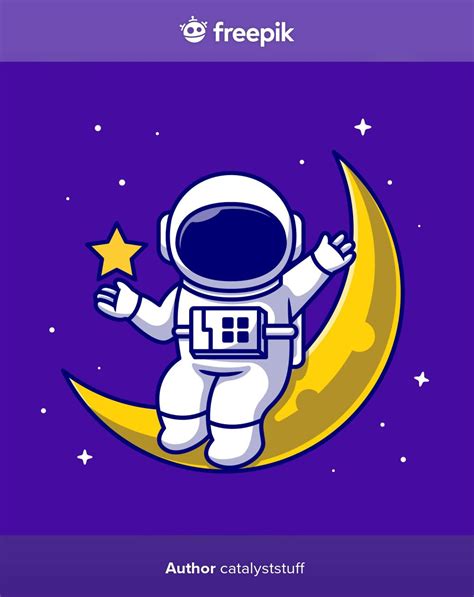 Premium Vector Astronauts Sitting On The Moon With Star Cartoon Icon Illustration Science