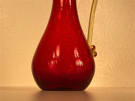 Vintage Red Crackle Glass Vase
