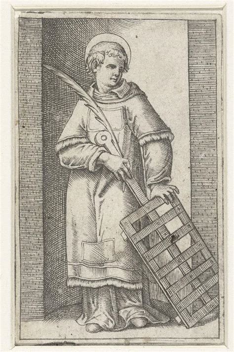 Saint Laurentius As Deacon With Grate Standing In Niche Marcantonio