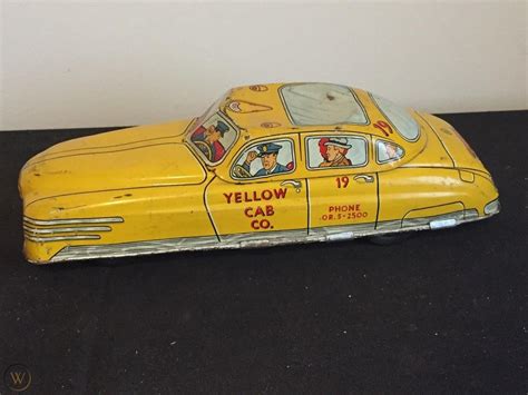 Antique Vintage Marx Tin Friction Toy Yellow Cab Co Taxi 1905859946