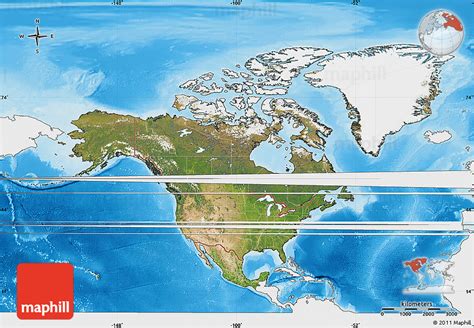 Satellite Map Of North America Single Color Outside