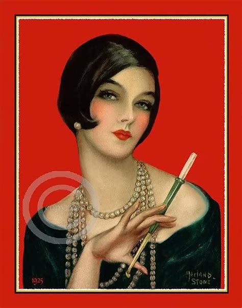 Art Deco Woman Smoking Marland Stone Art Deco Posters Vintage Posters