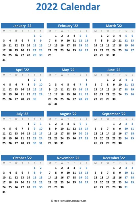 2024 Free Printable Yearly Calendar

