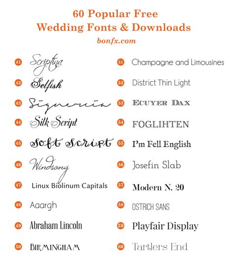 60 Popular Free Wedding Fonts Bonfx