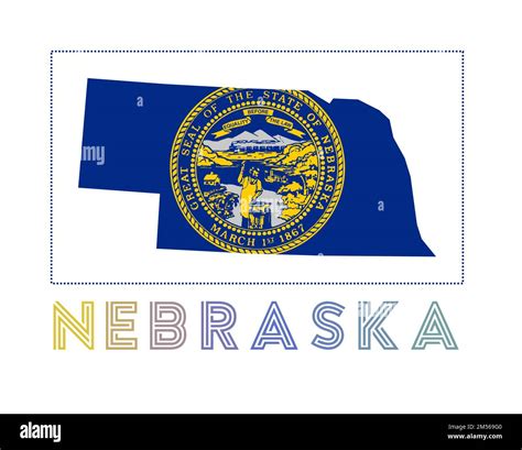 Nebraska Logo Map Of Nebraska With Us State Name And Flag Superb
