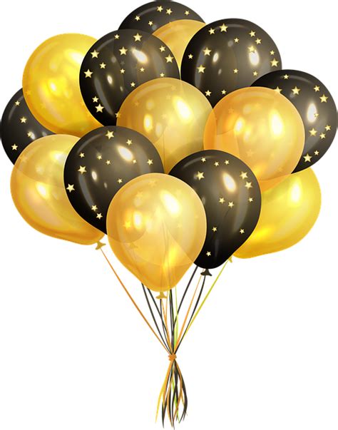 Download Gold And Black Balloons Vector Full Size Png Image Pngkit