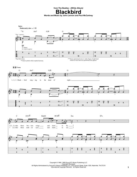 Blackbird Guitar Tab By The Beatles Guitar Tab 20127