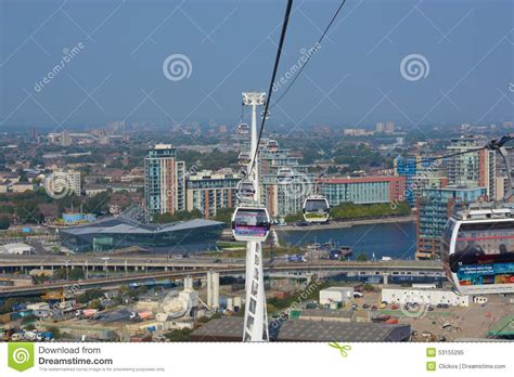 Cable Car Across River Thames At Greenwich London England Editorial