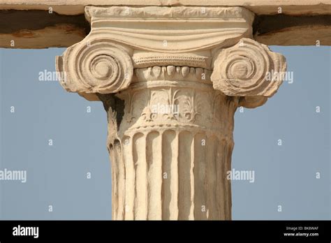 Ionic Columns Of The Erechtheum In The Acropolis Of Athens In Greece