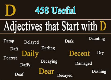 Learn these adjectives examples to enlarge your vocabulary words in english. 458 Adjectives that Start with D | Describe Essential Words
