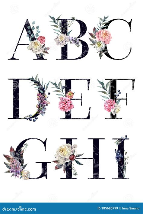 Watercolor Floral Alphabet Isolated Set Stock Vector Illustration Of Floral Blossom