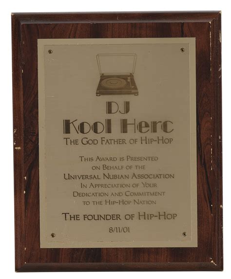 Award Presented To Dj Kool Herc The Founder Of Hip Hop Universal