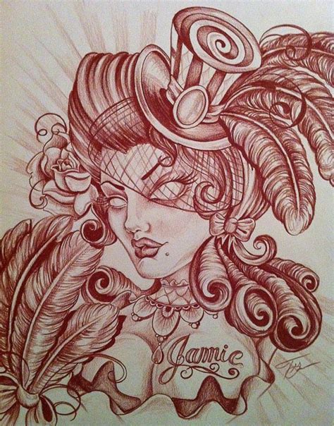 Burlesque Dancer By Lilmrsfrankenstein On Deviantart Gypsy Drawing