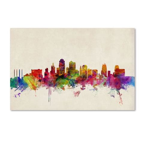 Michael Tompsett Kansas City Watercolor Skyline Canvas Art