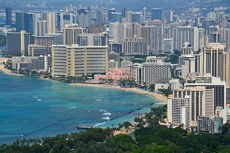 Scenic View Of Honolulu City And Diamond Head Stock Image Image Of