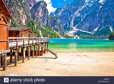 Lago Di Braies Turquoise Water And Dolomites Alps View