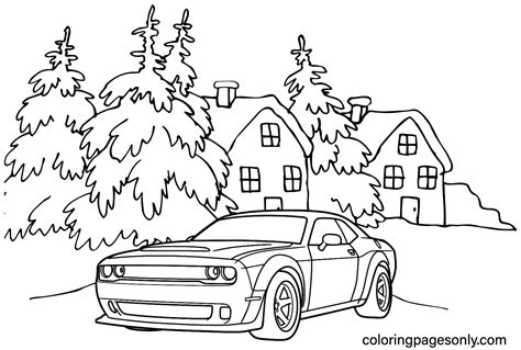 Dodge Challenger Hellcat Demon Coloring Page Free Printable Coloring