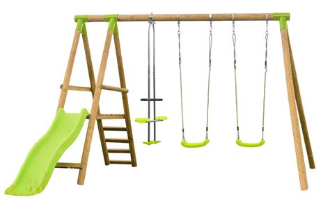 5 idées de jeux pour s'amuser dans le jardin en famille a l'arrivée des beaux jours, vous voulez profiter de votre jardin avec vos enfants. Portique en bois PANDA avec glissière toboggan vert clair ...