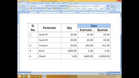 Creating Tables In Microsoft Word Teaching Resources Gambaran