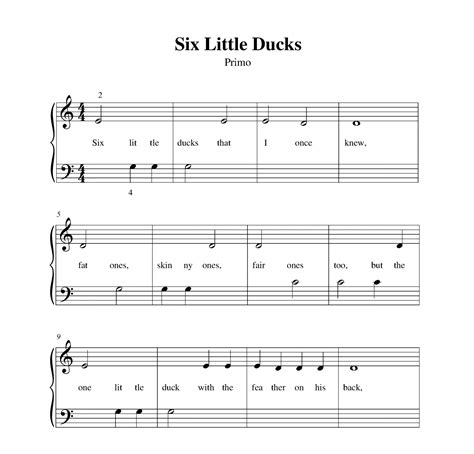 Six Little Ducks Printable