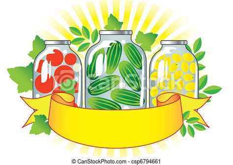 Vector Clip Art Of Canned Fruits And Vegetables In Glass