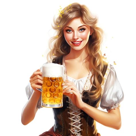 Premium Ai Image Drawing Of Oktoberfest Fest Girl Model With A Beer In Her Hand
