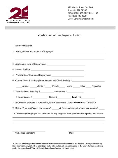 Verification Of Employment Fill Online Printable Fillable Blank