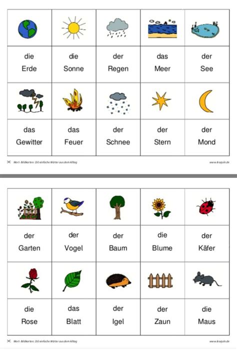 Wort Bild Karten Deutsch Lernen Spiele Deutsch Lernen Kinder