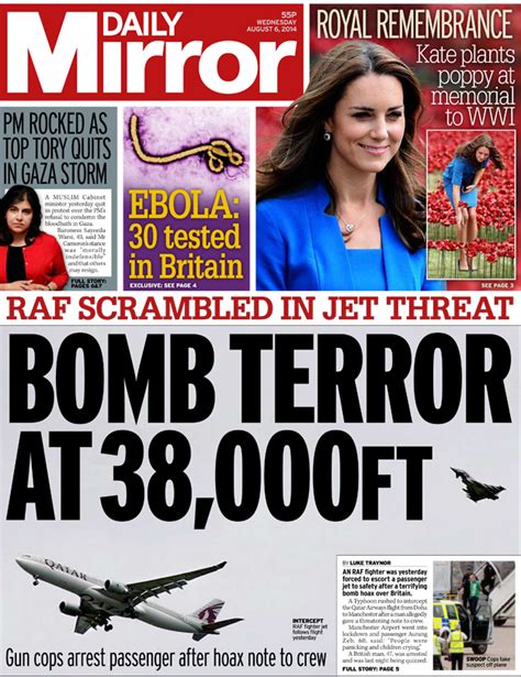 Newspaper Thread And Front Pages Wednesday 6 August 2014