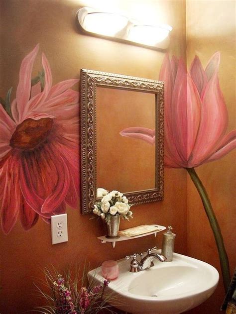 Hand Painted Wall Mural Bathroom Makeovers On A Budget Budget Bathroom
