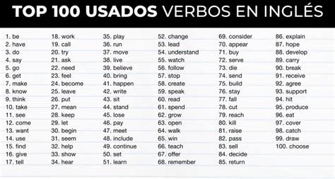 Lista De Los Verbos Mas Usados En Ingles Brainlylat