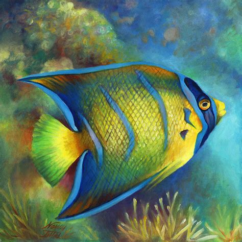 Juvenile Queen Angel Fish Painting By Nancy Tilles