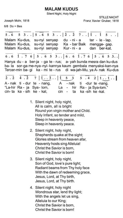 Malam Kudus – Silent Night Holy Night – Partitur Not Angka | Silent
