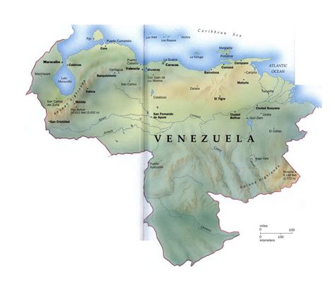 Large Detailed Map Of Venezuela With Relief And Major Cities Vidiani