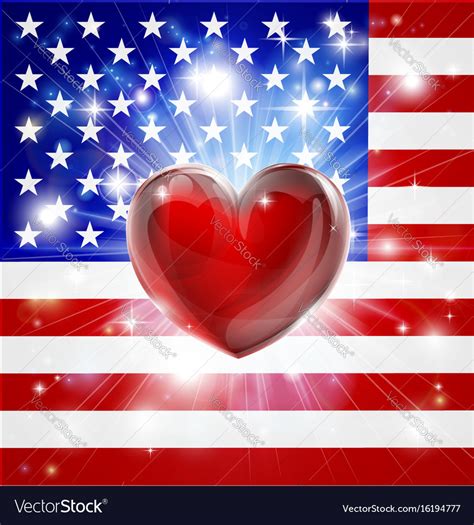 Love America Flag Heart Background Royalty Free Vector Image