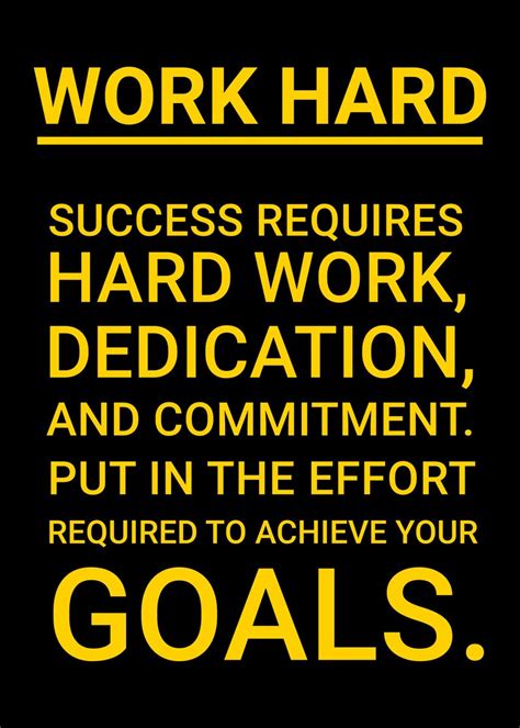 Work Hard Success Quotes Poster Picture Metal Print Paint By