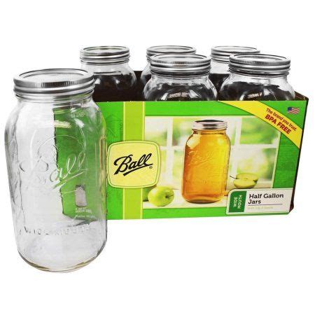 Ball Wide Mouth 64oz Half Gallong Mason Jars With Lids Bands 6 Count