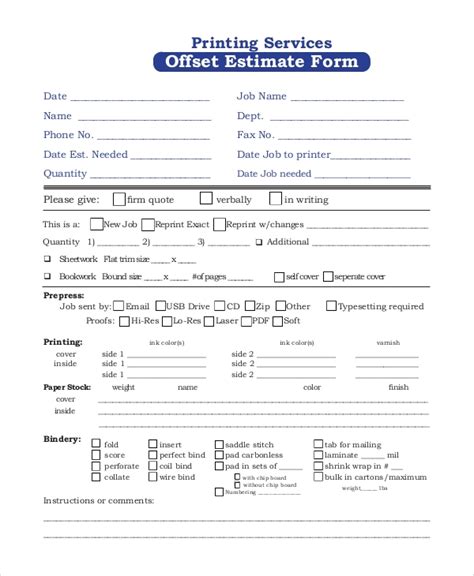 Free 9 Sample Estimate Forms In Pdf Ms Word