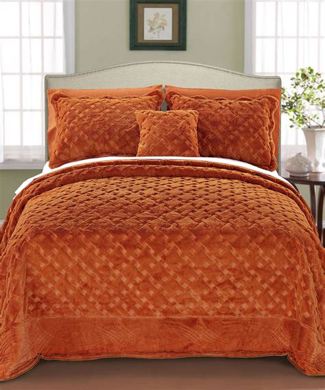 Burnt Orange Bedding Sets Bohemian Style Contrast Color With Burnt