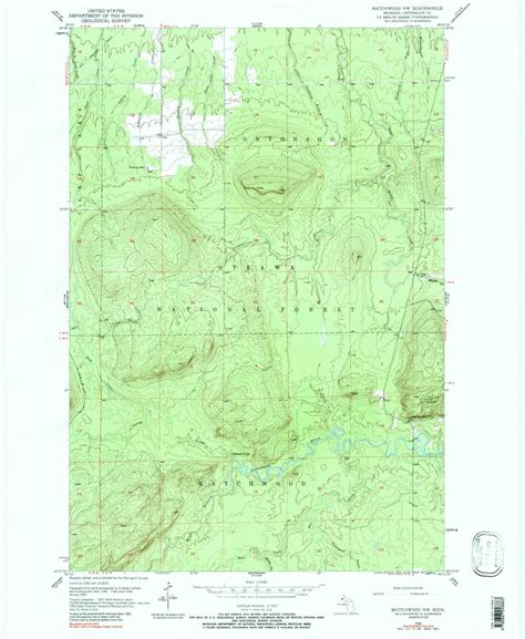 Classic Usgs Matchwood Nw Michigan 75x75 Topo Map Mytopo Map Store