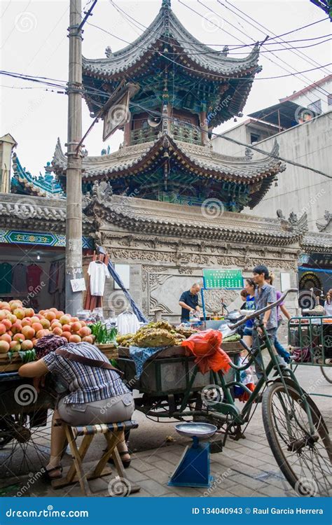 Muslim Street In Xian The Main Food Street Area Is Known As Huimin