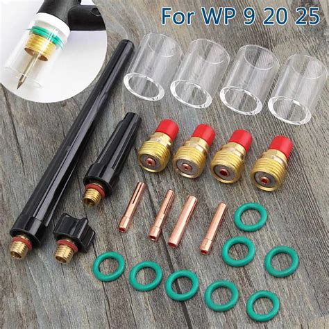 Brand New 23PCS TIG Welding Torch Collet Gas Lens 10 Pyrex Glass Cup