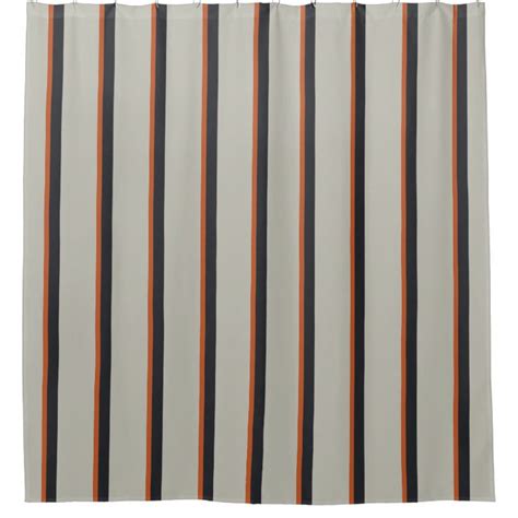 Modern Orange Red Silver Gray Stripe Pattern Shower Curtain Zazzle