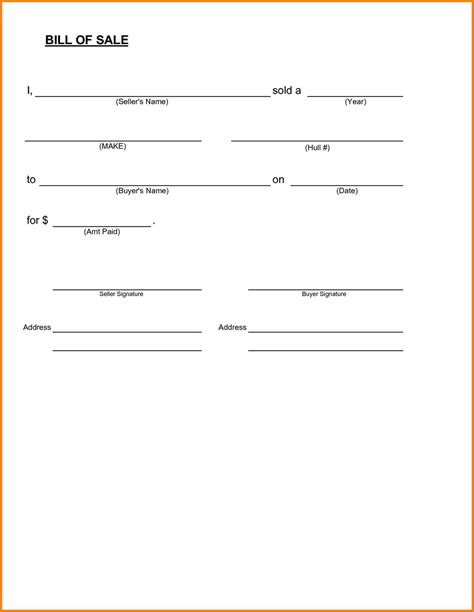 Sample Blank Printable Bill Of Sale For Car In Pdf And Word