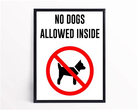 No Dogs Sign No Dogs Allowed Inside Sign Printable No Dogs Etsy Uk