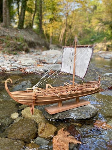 Viking Ship Model Wooden Long Viking Boat Model Norse Ship Etsy