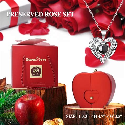 Valentines Day Ts Preserved Real Rose With 925 Sterling Silver Red