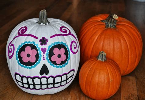 65 Cool Pumpkin Painting Ideas Way Easier Than Carving Sugar Skull