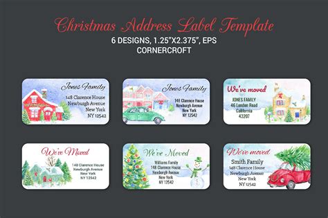 Christmas Address Label Template Card Templates Creative Market
