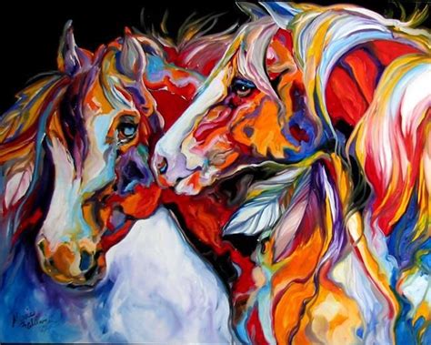 Art Two Spirits Equine Abstract Southwest By Artist Marcia Baldwin